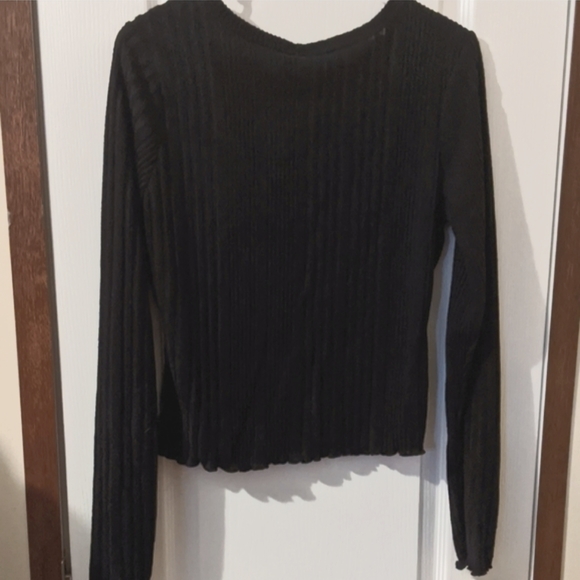 Rue 21 Button Up Black Long Sleeve Ribbed Crop Cardigan Sweater - Picture 4 of 4